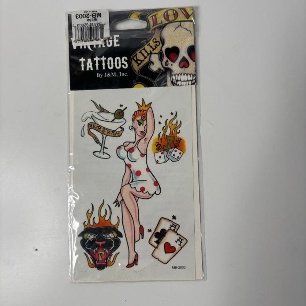 Vintage Temporary‎ Press on Pin Up Tattoos Body Art Johnson & Mayer NEW Y2K